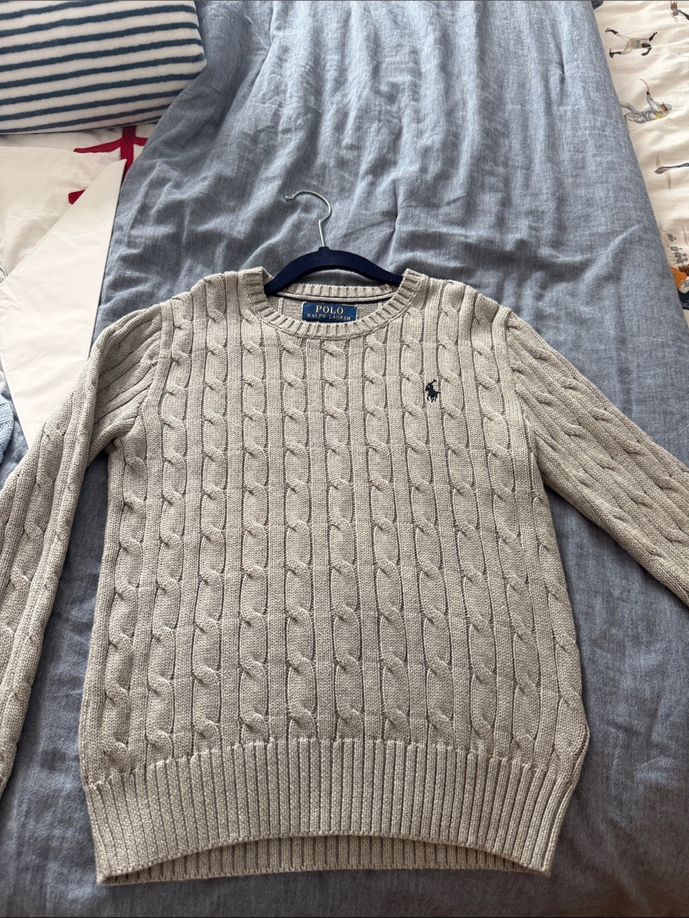 Polo by Ralph Lauren Kids Cable Knit Sweater - Tan with Navy Pony